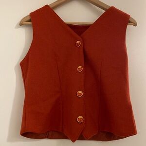 Vintage Handmade Orange Wool Waistcoat/Vest